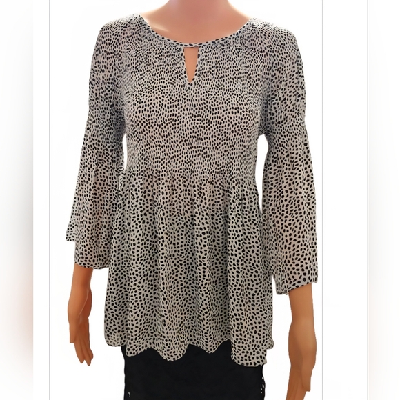Spense Black and White Patterned Blouse - Picture 1 of 6